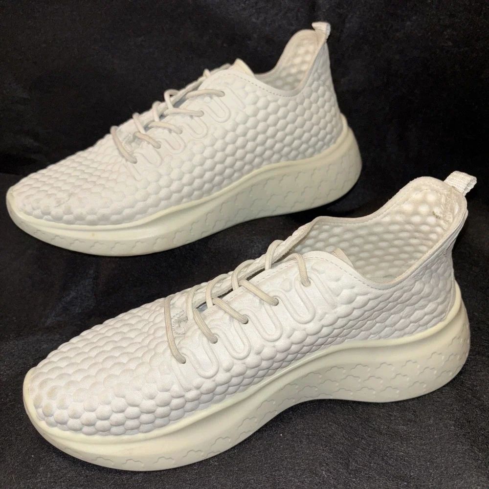 Ecco Womens Therap Sneakers 6-6.5 White Comfort‎ Texture Lace-Up Athletic Shoes